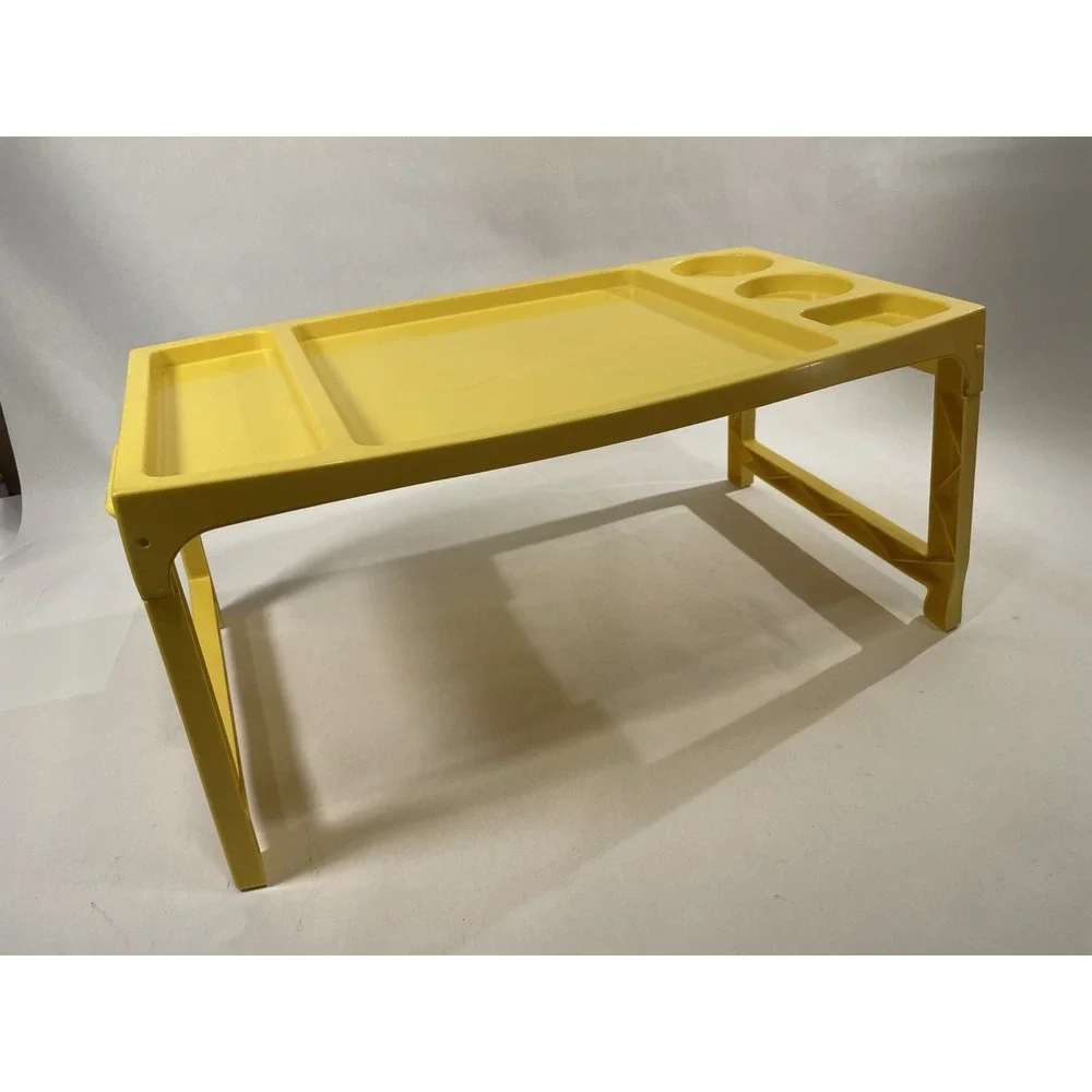 1970s Frem Corp USA Yellow Sectioned Plastic Folding Breakfast in Bed Tray MCM